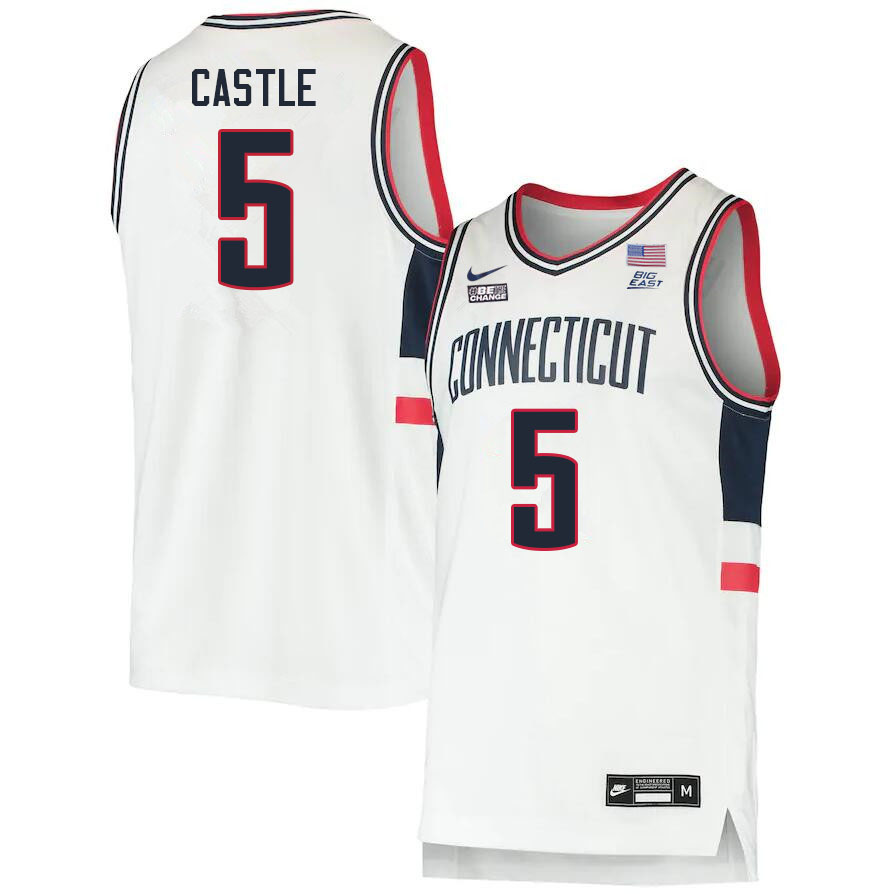 Men #5 Stephon Castle Uconn Huskies College 2022-23 Basketball Stitched Jerseys Stitched Sale-White - Click Image to Close